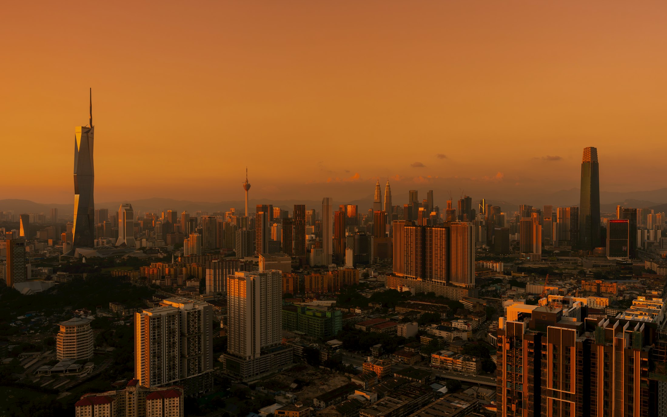 Kuala Lumpur skyline at golden hour